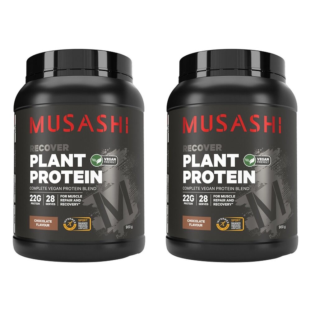 Musashi Recover Plant Protein Chocolate 900g Pack of 2