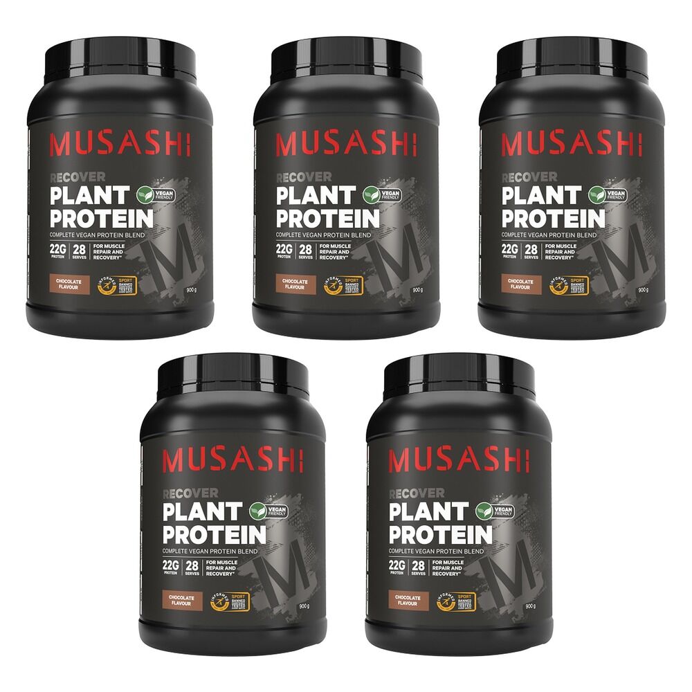 Musashi Recover Plant Protein Chocolate 900g Pack of 5