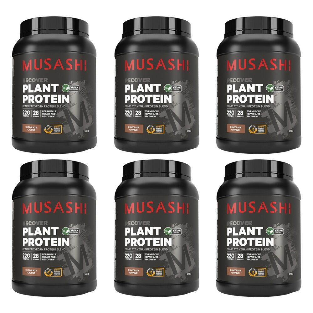 Musashi Recover Plant Protein Chocolate 900g Pack of 6