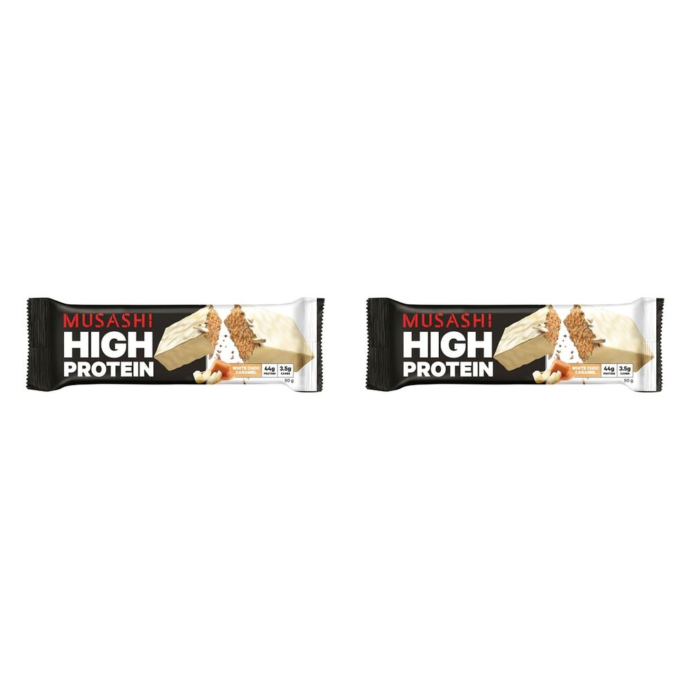 Musashi High Protein Bar White Choc Caramel 90g x 12 Bundle of 2