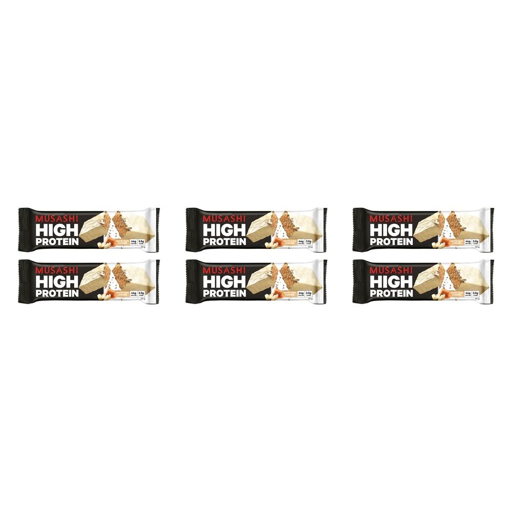 Musashi High Protein Bar White Choc Caramel 90g x 12 Bundle of 6
