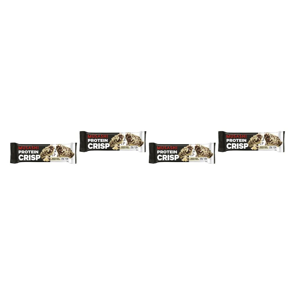 Musashi Protein Crisp White Choc Cookies & Cream 60g x 12 Bundle of 4