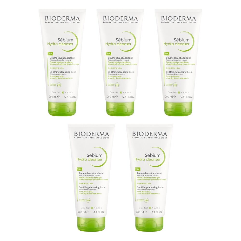 Bioderma Sebium Ultra-Nourishing Cream Hydra Cleanser 200mL Pack of 5