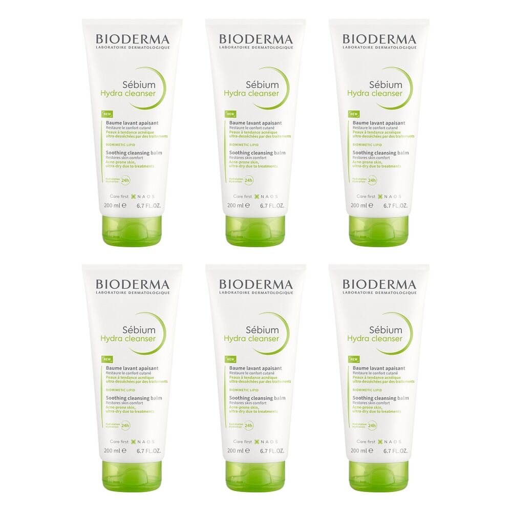 Bioderma Sebium Ultra-Nourishing Cream Hydra Cleanser 200mL Pack of 6