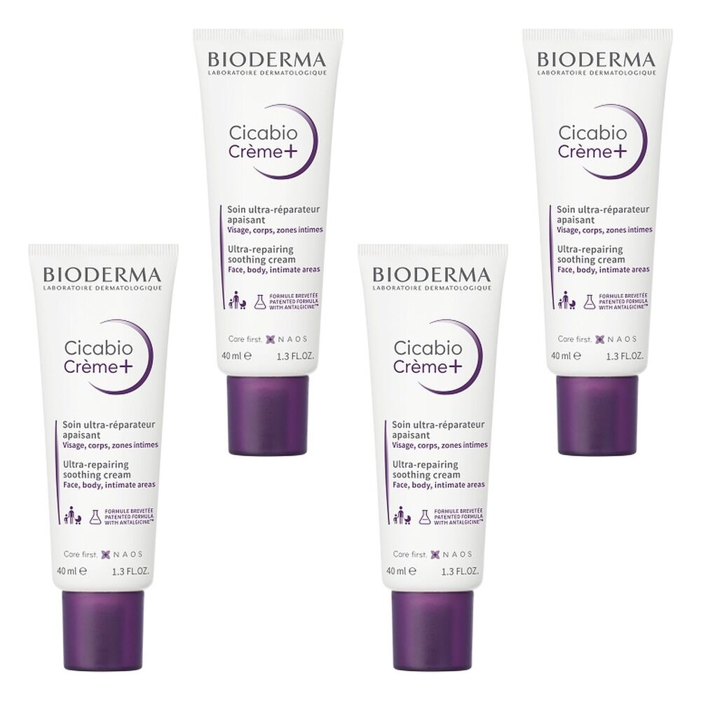 Bioderma Cicabio Creme+ Restorative Soothing Cream 40mL Pack of 4