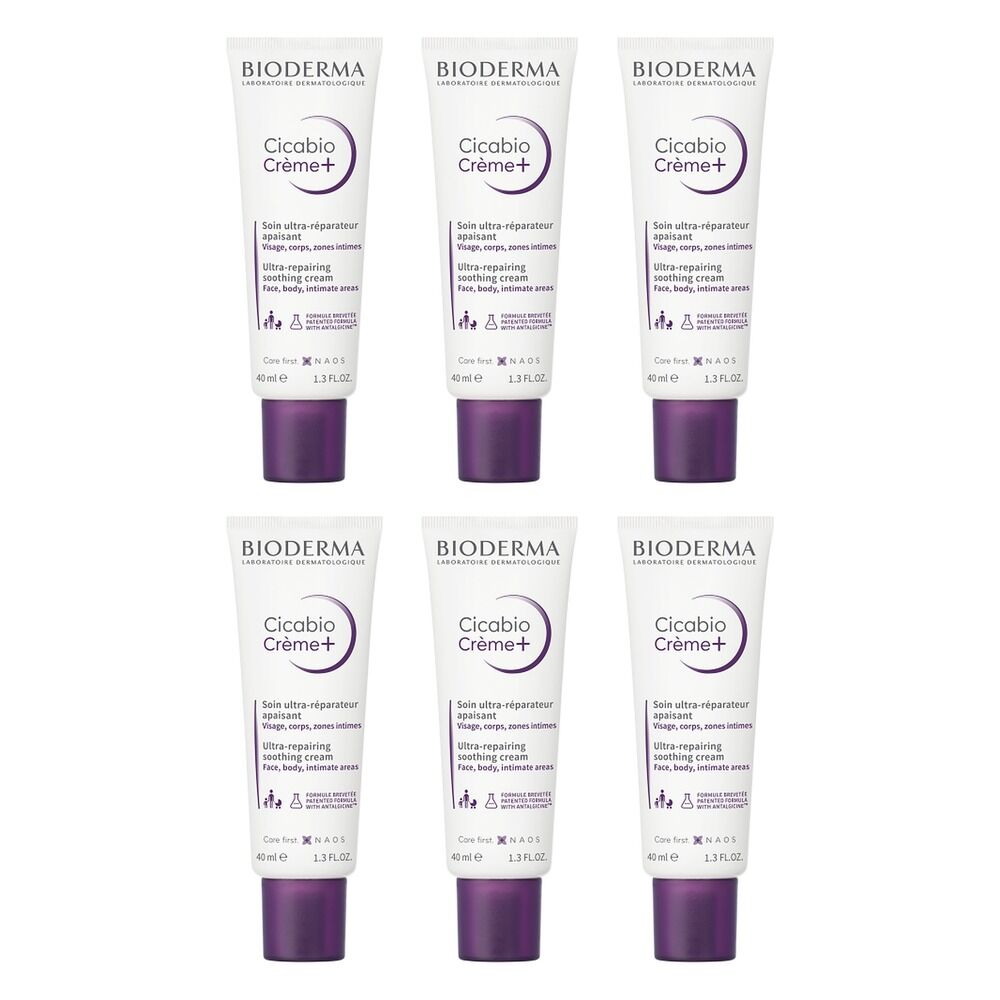 Bioderma Cicabio Creme+ Restorative Soothing Cream 40mL Pack of 6