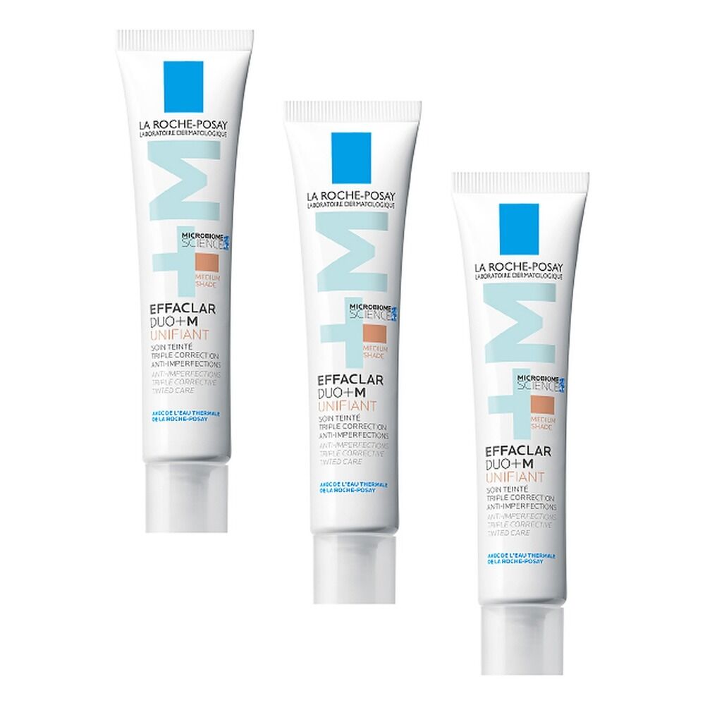 La Roche-Posay Effaclar Duo +M Unifiant Tinted Anti-Acne Moisturiser Pack of 3