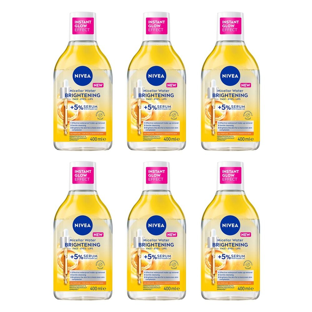 NIVEA Brightening Serum Micellar Water 400mL Pack of 6