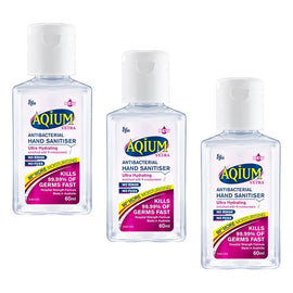 Ego Aqium Antibacterial Hand Sanitiser Ultra Hydrating 60mL Pack of 3