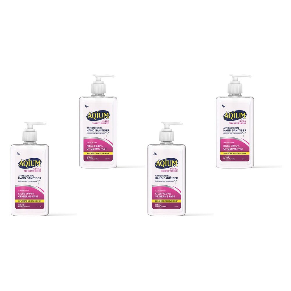 Ego Aqium Antibacterial Hand Sanitiser Ultra Hydrating 375mL Pack of 4