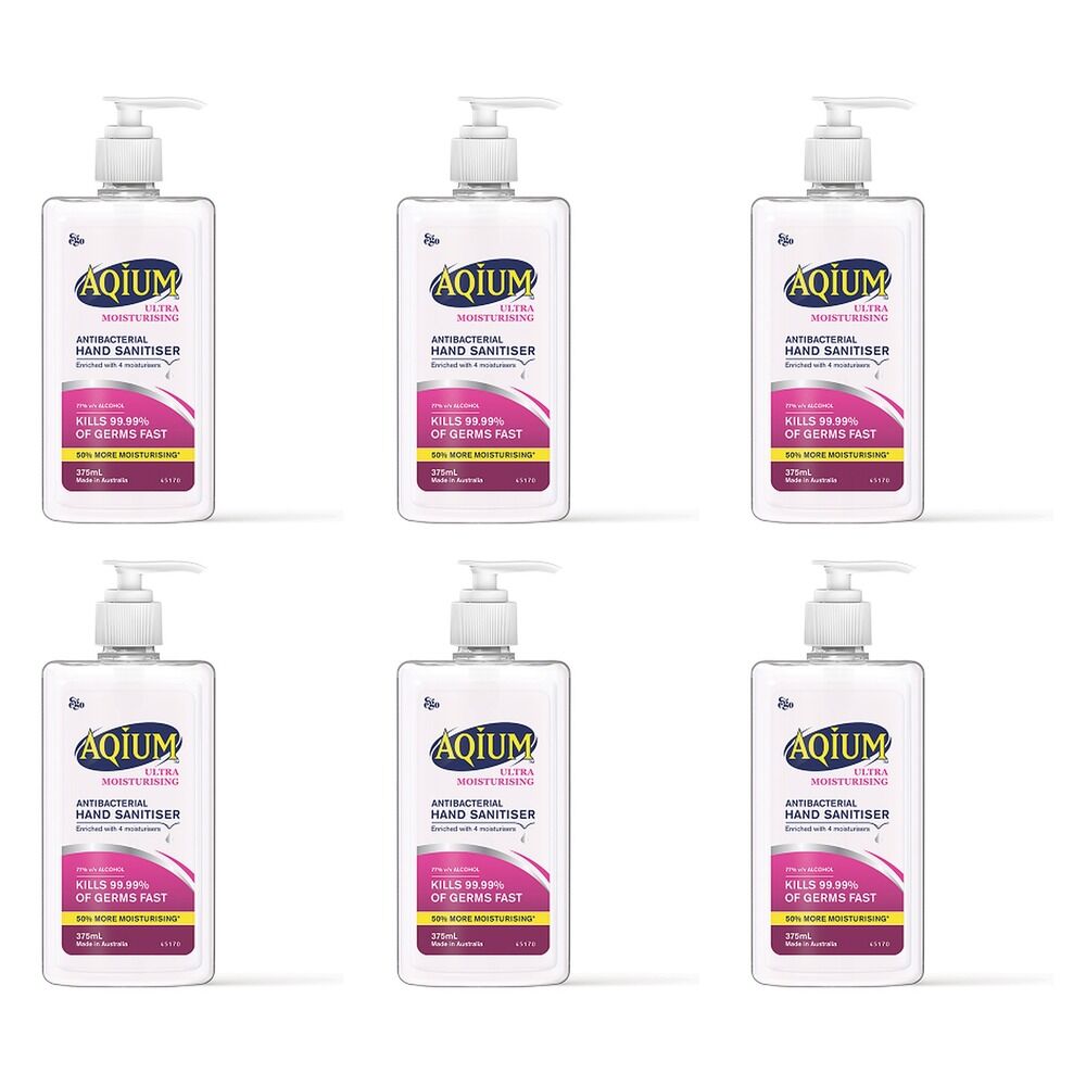 Ego Aqium Antibacterial Hand Sanitiser Ultra Hydrating 375mL Pack of 6