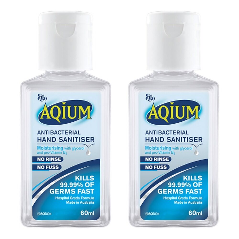 Ego Aqium Antibacterial Hand Sanitiser 60mL Pack of 2