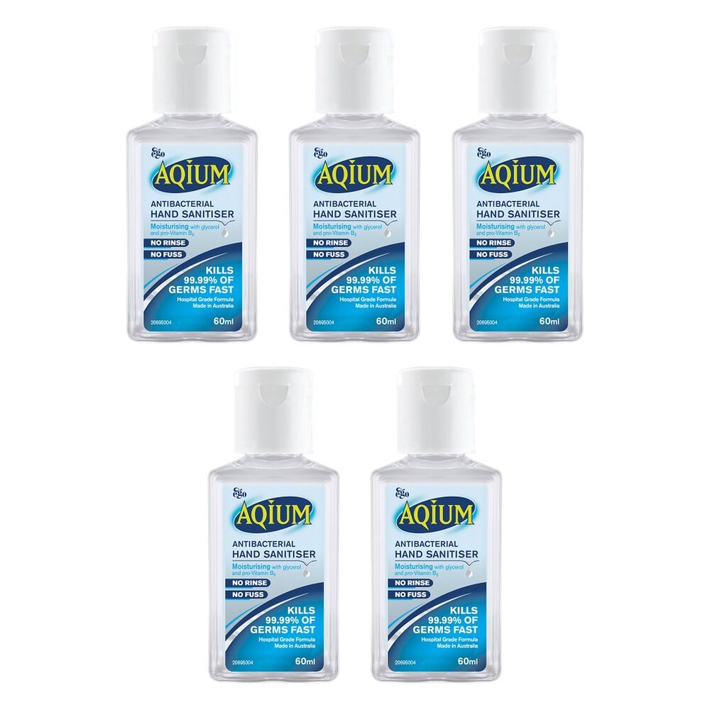 Ego Aqium Antibacterial Hand Sanitiser 60mL Pack of 5
