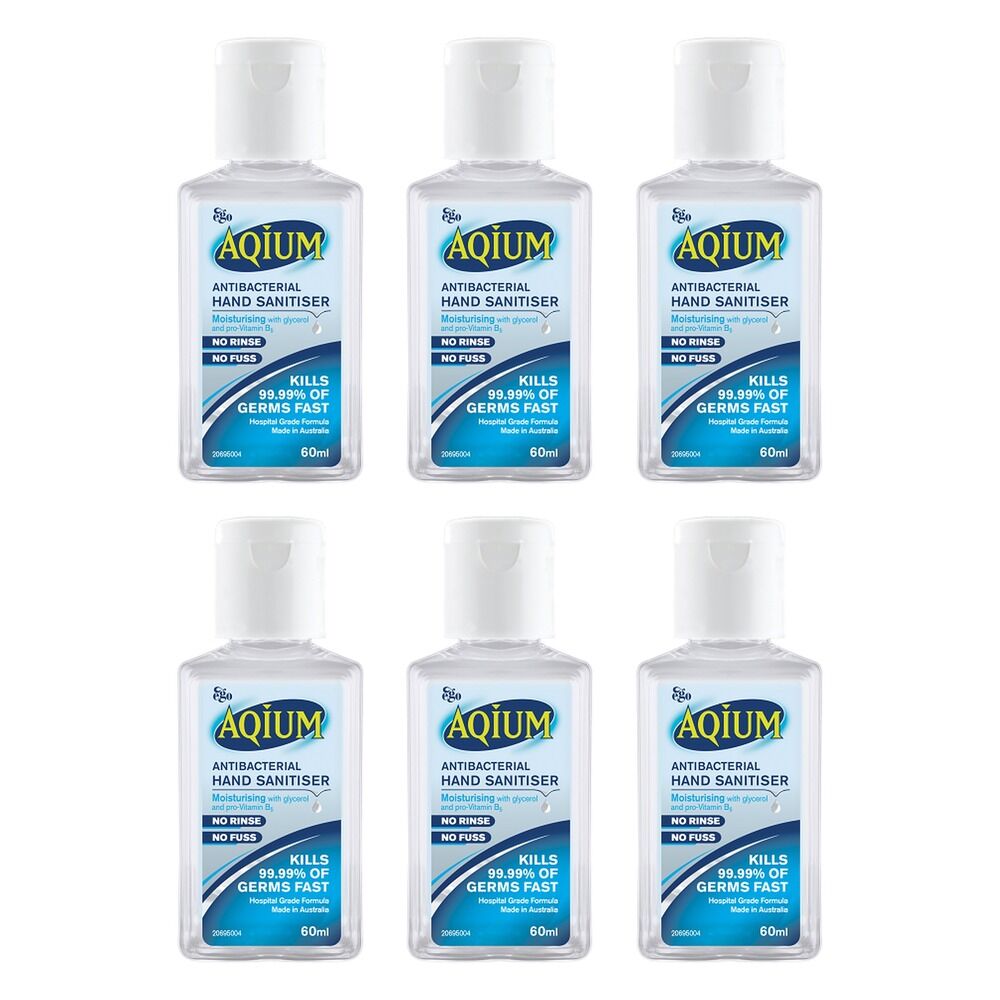 Ego Aqium Antibacterial Hand Sanitiser 60mL Pack of 6