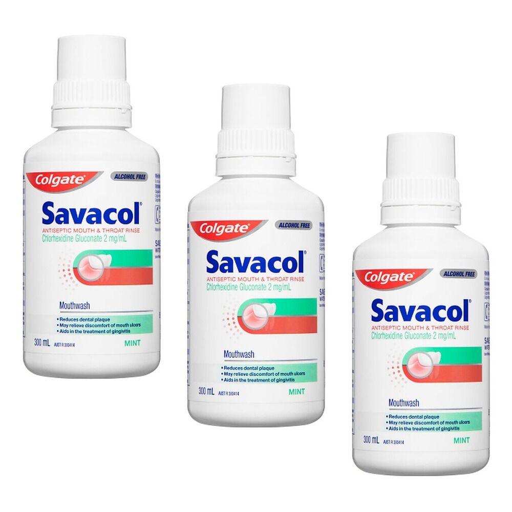 Savacol Antiseptic Mouth & Throat Rinse Mint 300mL Pack of 3