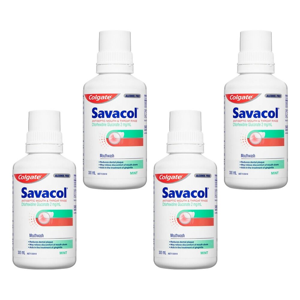 Savacol Antiseptic Mouth & Throat Rinse Mint 300mL Pack of 4