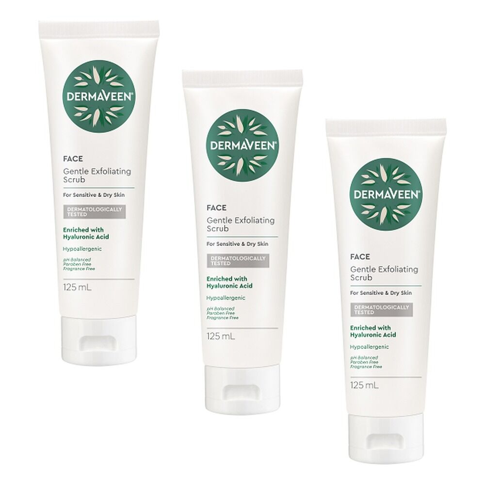 DermaVeen Face Gentle Exfoliating Scrub 125mL Pack of 3