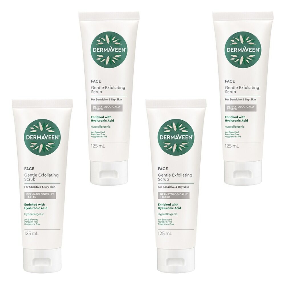 DermaVeen Face Gentle Exfoliating Scrub 125mL Pack of 4