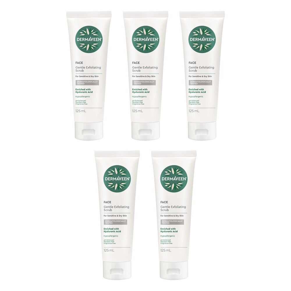 DermaVeen Face Gentle Exfoliating Scrub 125mL Pack of 5
