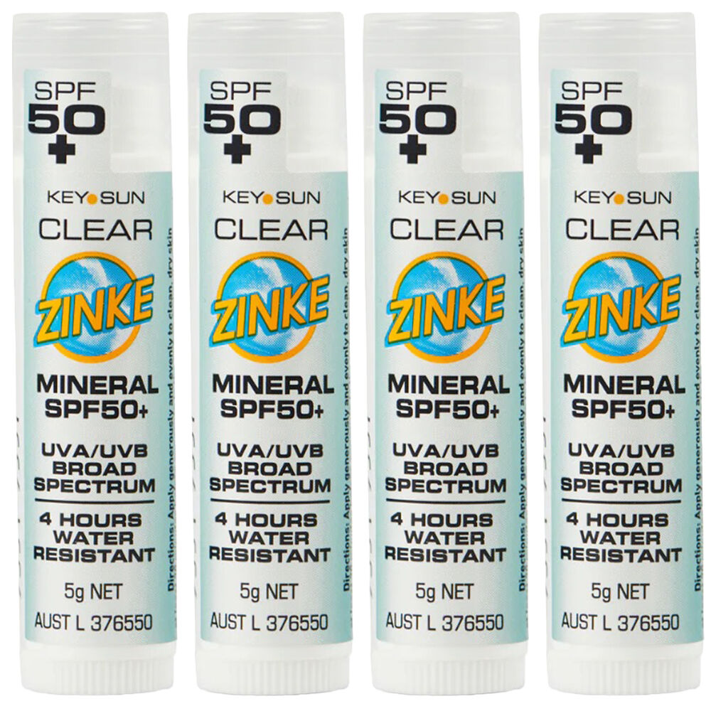 ZINKE SPF 50 Plus Clear Mineral Zinc Stick 5g Pack of 4