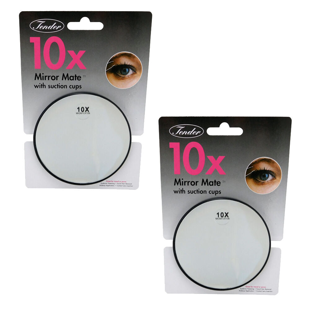 Tender 10x Magnifying Mirror 9cm Pack of 2 Suction Cups for Makeup