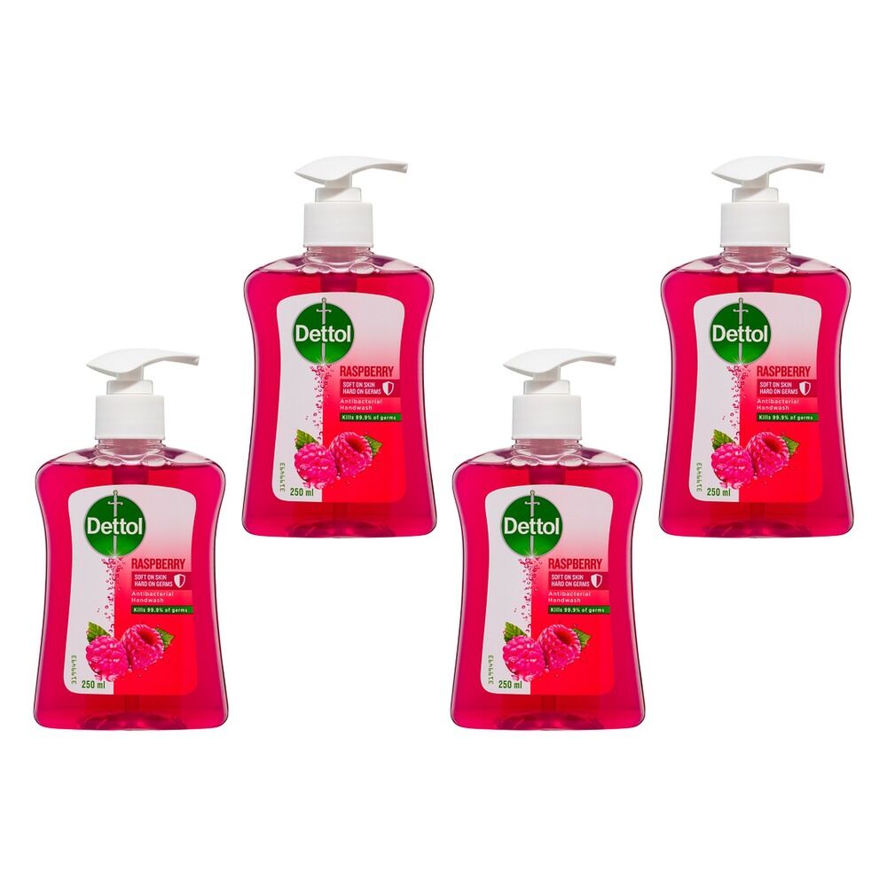 Dettol Antibacterial Liquid Hand Wash Raspberry 250mL Pack of 4