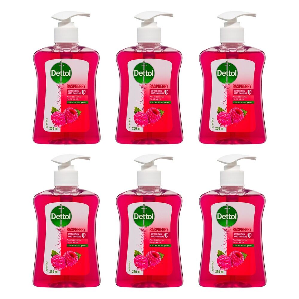 Dettol Antibacterial Liquid Hand Wash Raspberry 250mL Pack of 6