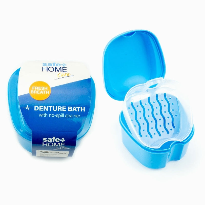 Safe Home Care Denture Bath with No Spill Strainer