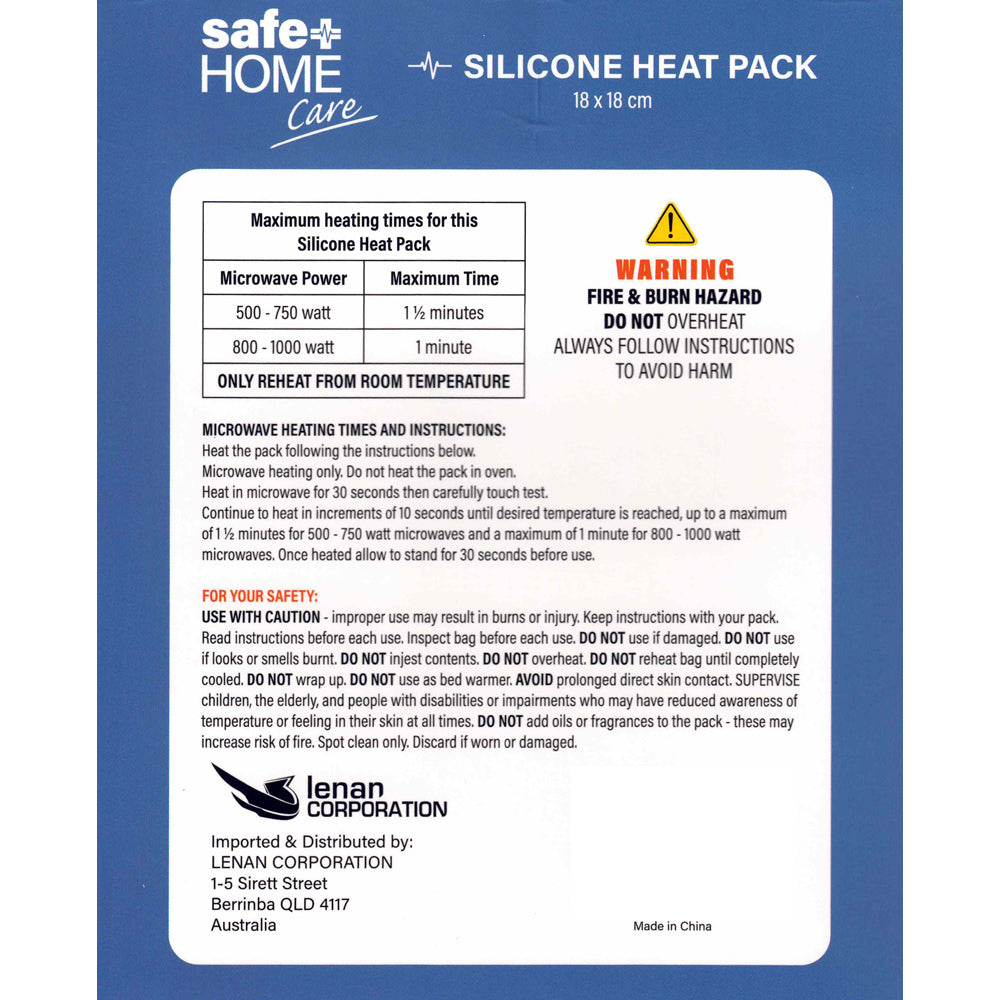 Safe Home Care Red Soft Silicone Heat Pack 18 x 18cm