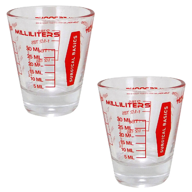 Surgical Basics Glass Medicine Measuring Cup 30ml Pack of 2
