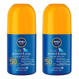Nivea Sun Kids Protect & Play SPF50 Roll-On Sunscreen 65mL Pack of 2