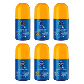 Nivea Sun Kids Protect & Play SPF50 Roll-On Sunscreen 65mL Pack of 6