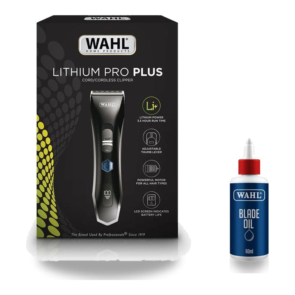 Wahl Lithium Pro Plus Cord/Cordless Hair Clipper + Blade Oil Care Kit