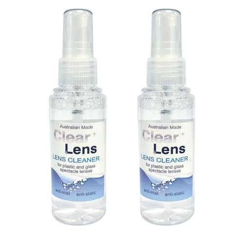 Clear Lens Cleaner Solution for Plastic and Glass Eyewear 2 x 60ml