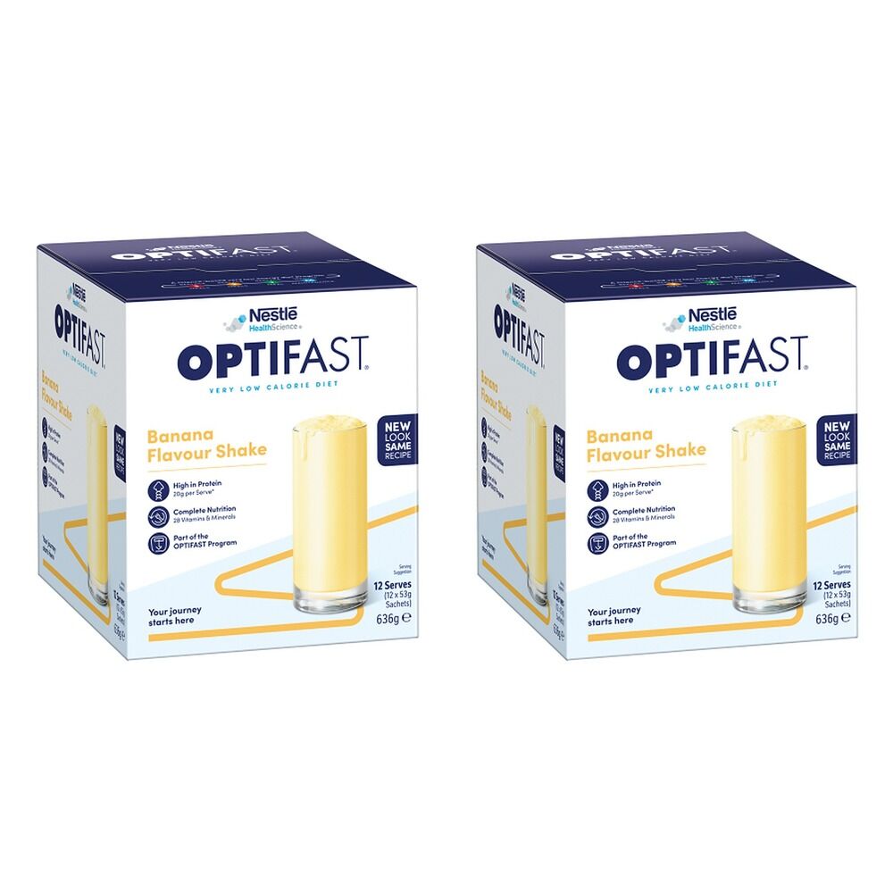 Optifast VLCD Shake Banana Flavour 12 Pack Bundle of 2