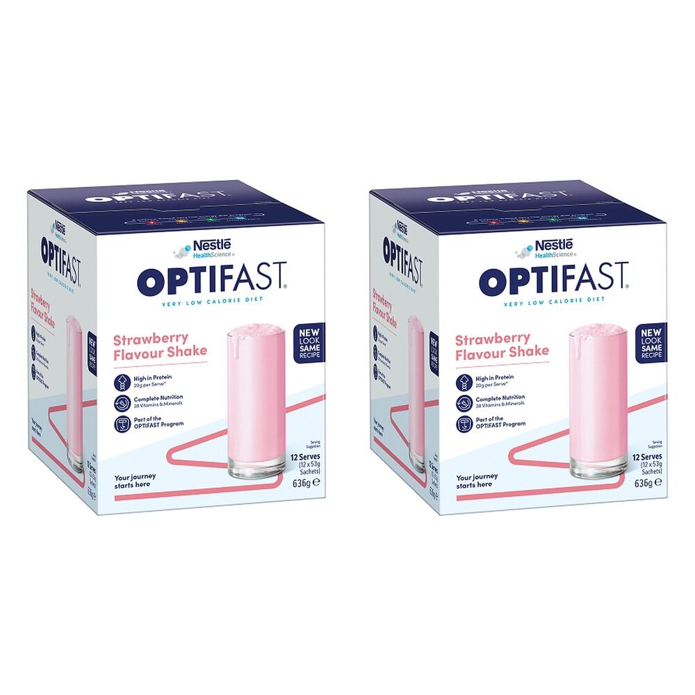 Optifast VLCD Shake Strawberry Flavour 12 Pack Bundle of 2