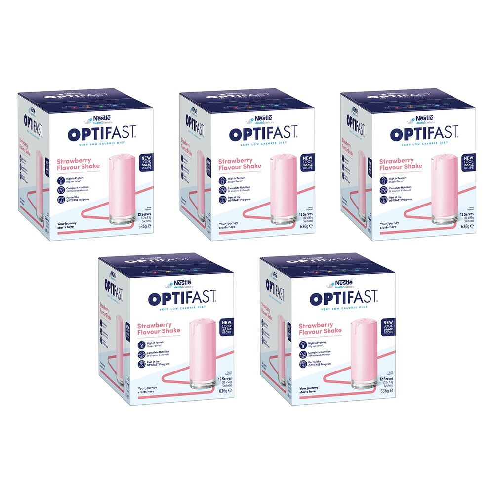 Optifast VLCD Shake Strawberry Flavour 12 Pack Bundle of 5