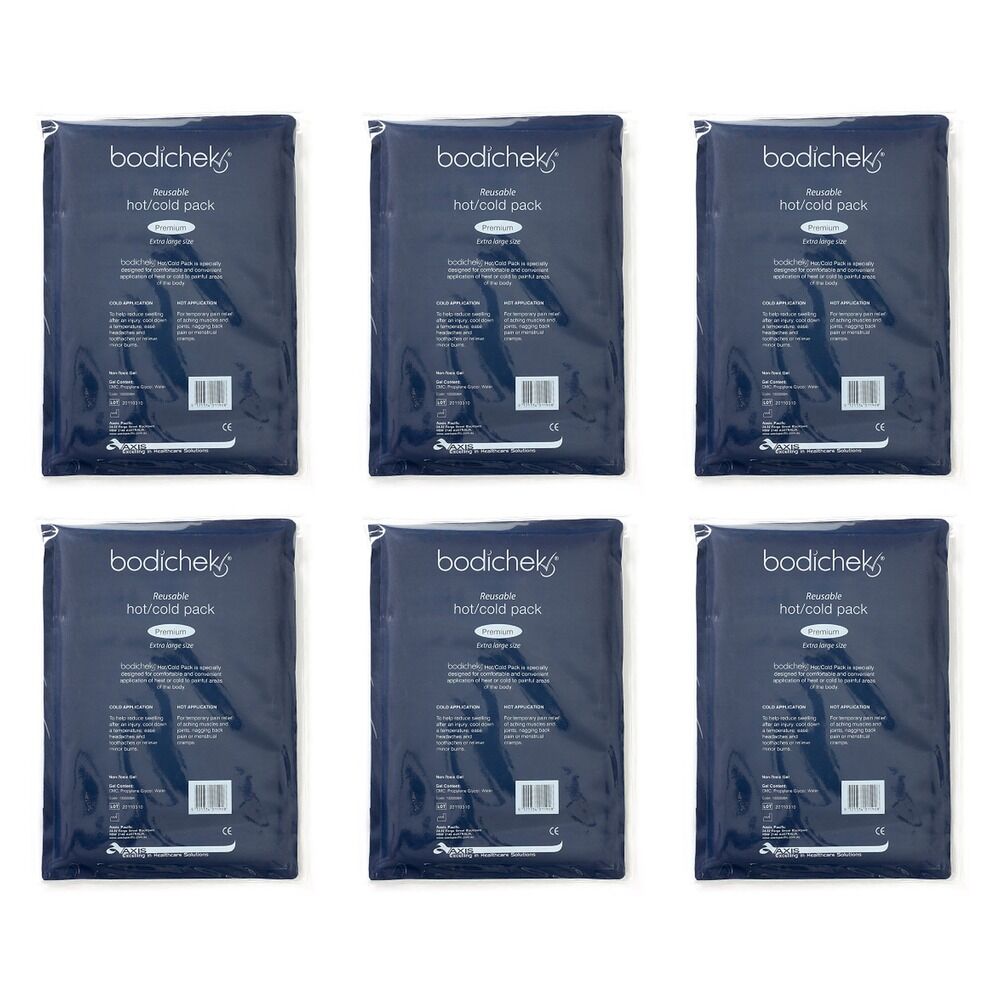 Bodichek Reusable Hot/Cold Gel Pack Large 28x18cm Bundle of 6