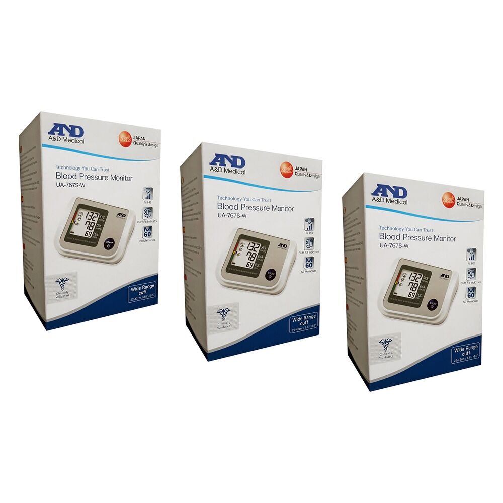 A&D Digital Blood Pressure Monitor Wide Cuff Pack of 3
