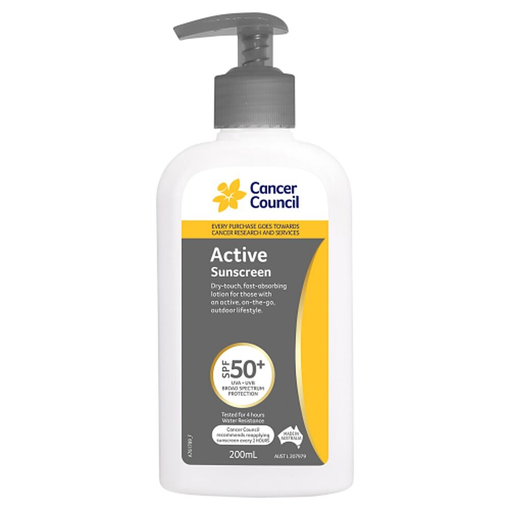 Cancer Council Active Dry Touch Sunscreen Pump SPF50+ 200mL