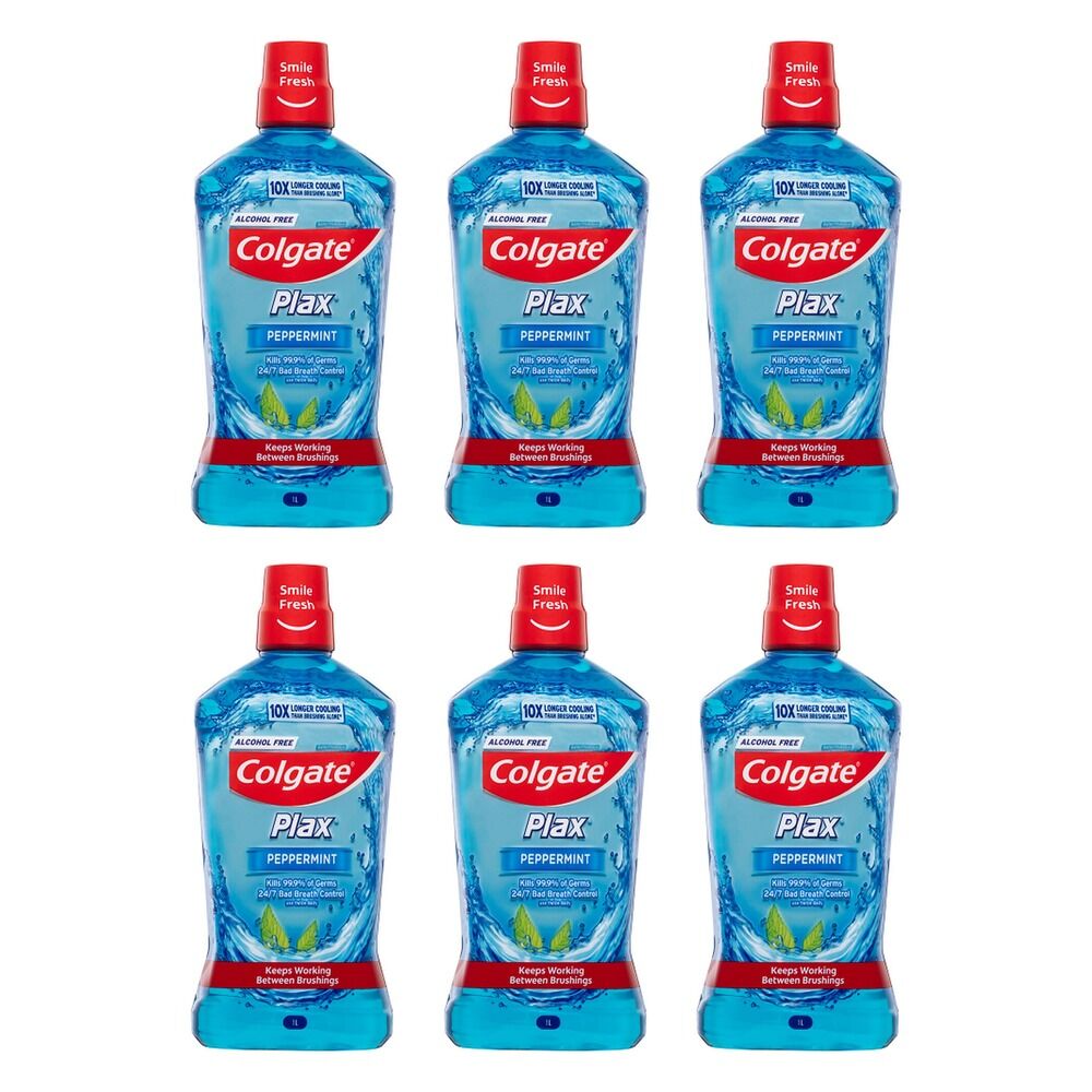 Colgate Plax Alcohol Free Peppermint Mouthwash 1L x 3 Bundle of 6