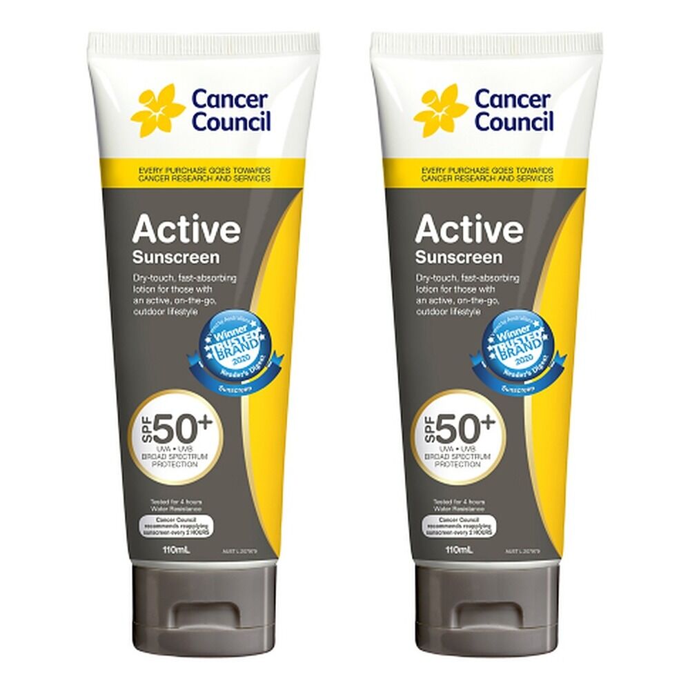 Cancer Council Active Dry Touch Sunscreen SPF50+ 110mL Pack of 2