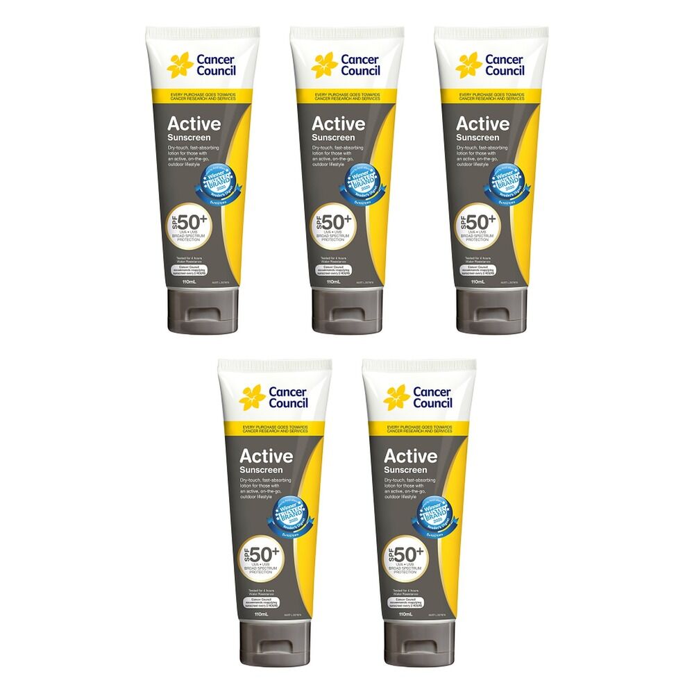 Cancer Council Active Dry Touch Sunscreen SPF50+ 110mL Pack of 5