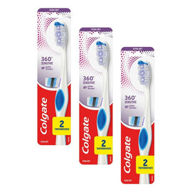 Colgate 360 Sensitive Pro-Relief Toothbrush Extra Soft 2 Pack Bundle of 3