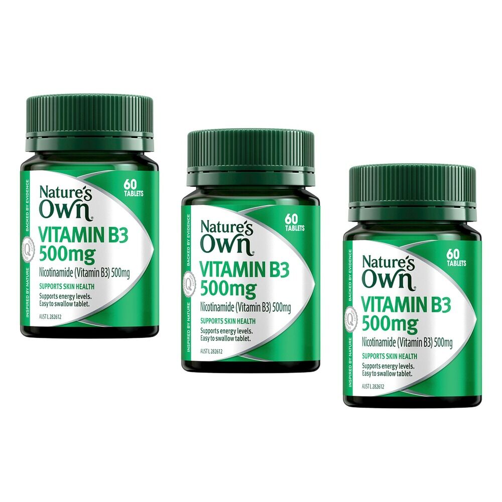 Nature's Own Nicotinamide 500mg 60 Tablets x 3 Bundle of 3
