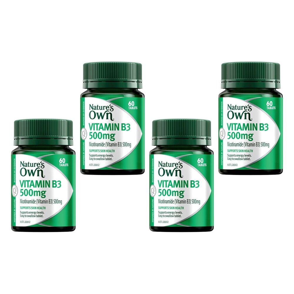 Nature's Own Nicotinamide 500mg 60 Tablets x 3 Bundle of 4