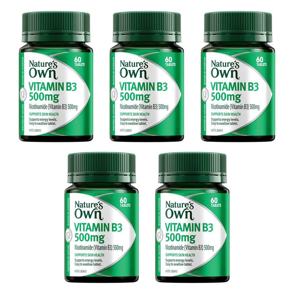 Nature's Own Nicotinamide 500mg 60 Tablets x 3 Bundle of 5