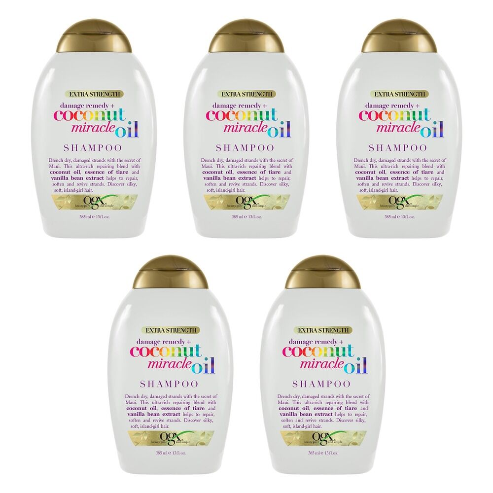 OGX Damage Remedy+ Coconut Miracle Oil Shampoo Extra Strength 385mL Pack of 5