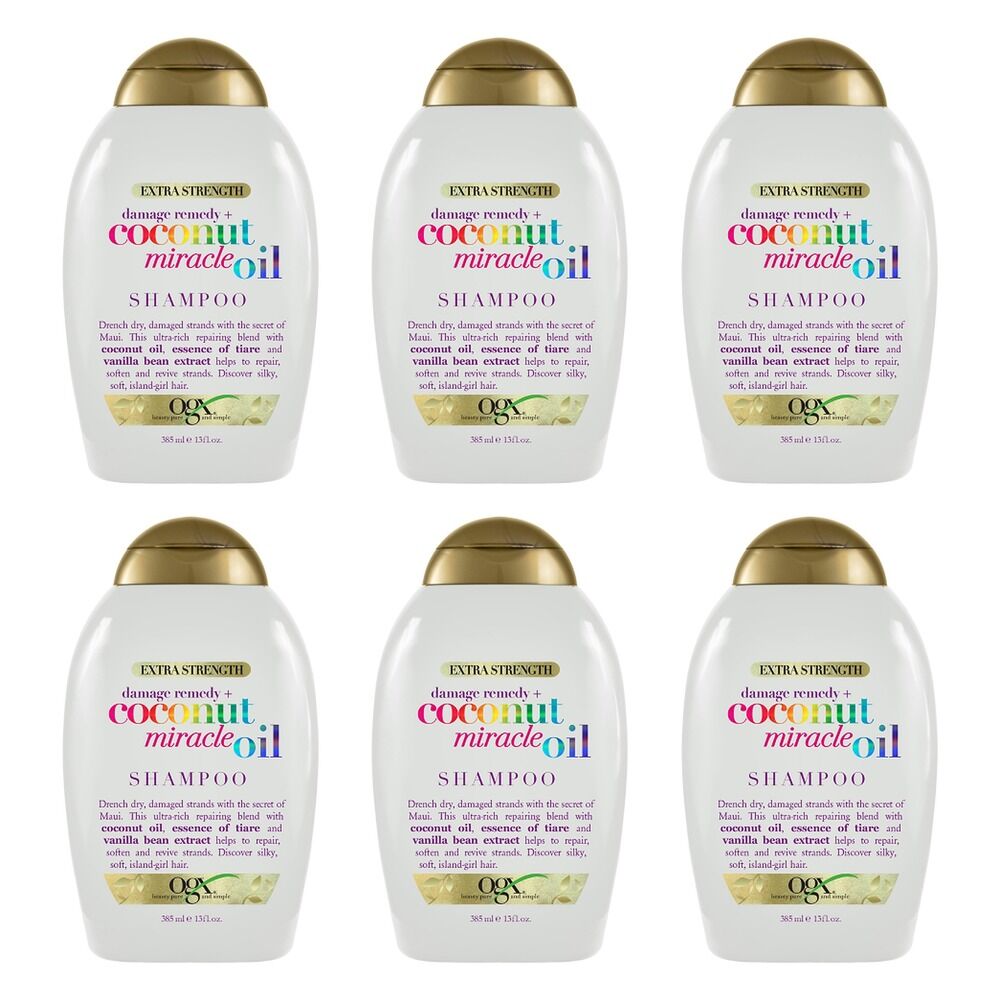 OGX Damage Remedy+ Coconut Miracle Oil Shampoo Extra Strength 385mL Pack of 6