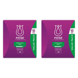 Poise Extra Plus Pads 20 Pack x 3 Bundle of 2